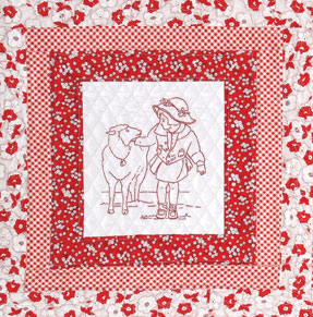Throw Patch Vintage Quilt with Red Paisley Print- Daybed Pink & White Floral Patterns- Patches Include Shears Children Playing Twin