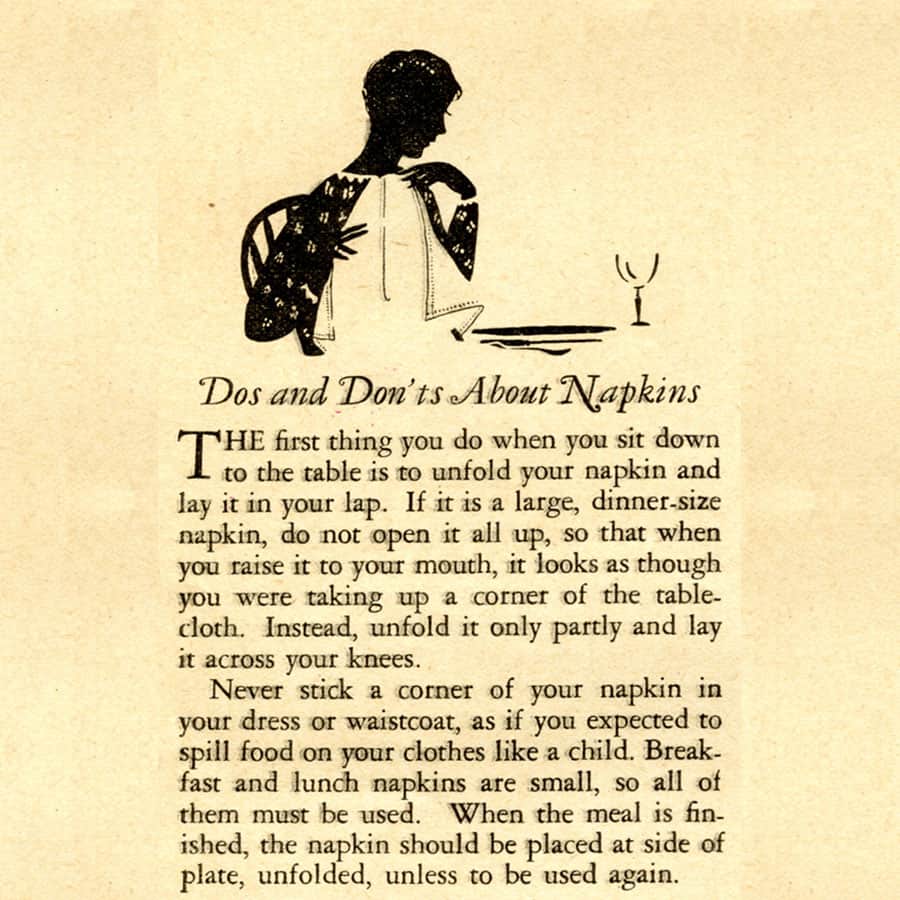 Favorite Vintage Advice: Napkin Etiquette