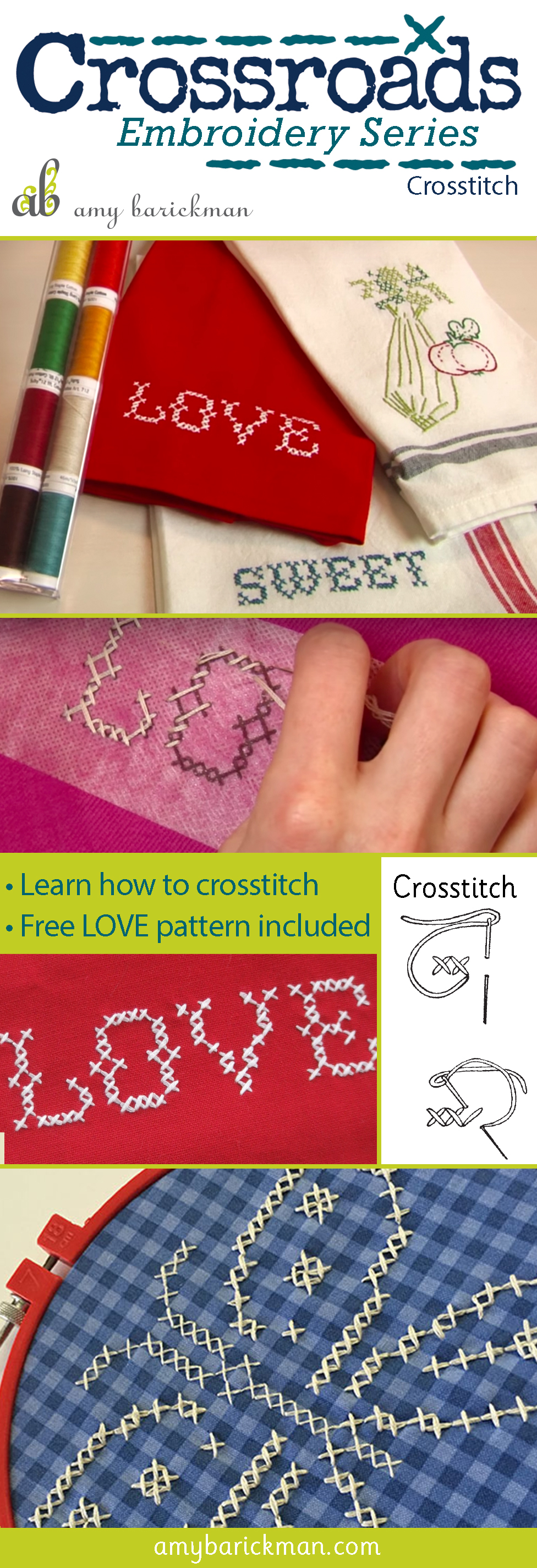 Learn embroidery stitches with Amy Barickman! Includes free pattern!