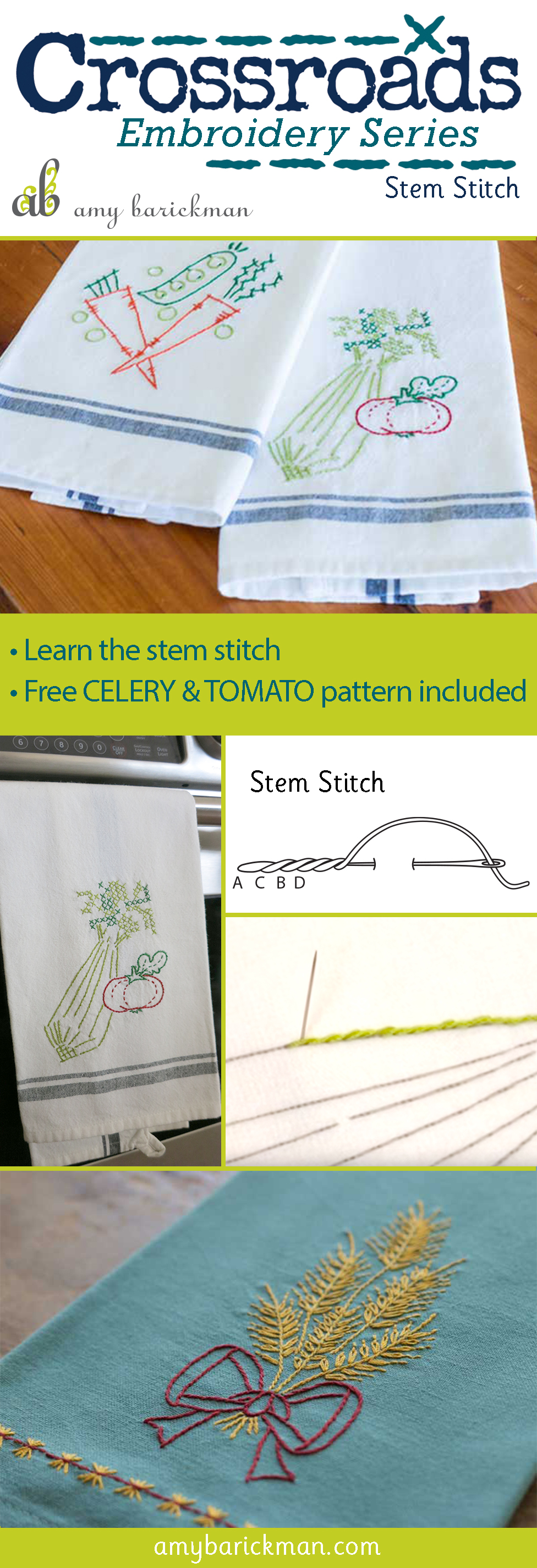 Author Amy Barickman teaches the stem stitch in this free video tutorial!