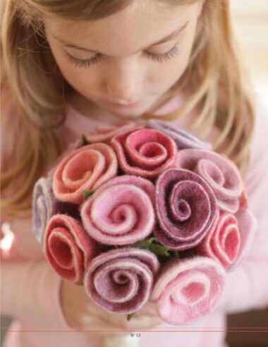 Girl with fabric flower boquet
