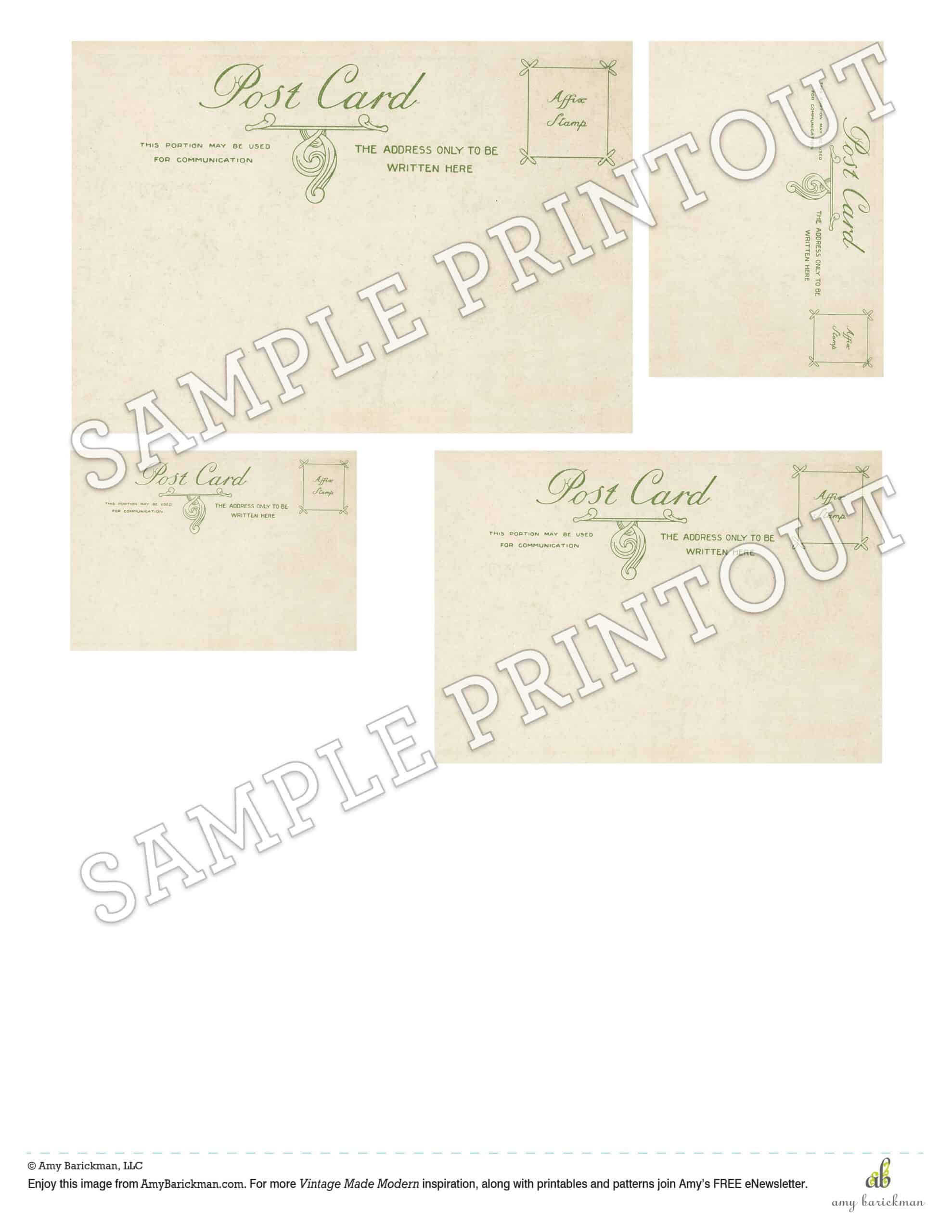 Download to use for labels - six antique and vintage postcards