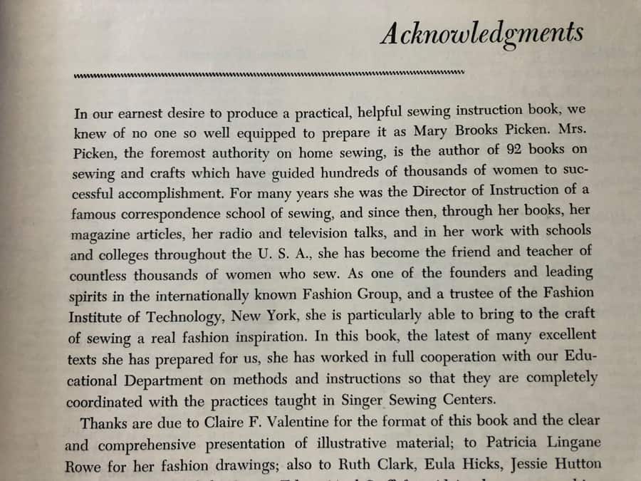 Acknowledgments Singer Sewing Book