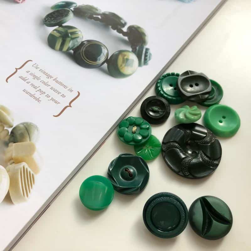 Buttonware with green buttons