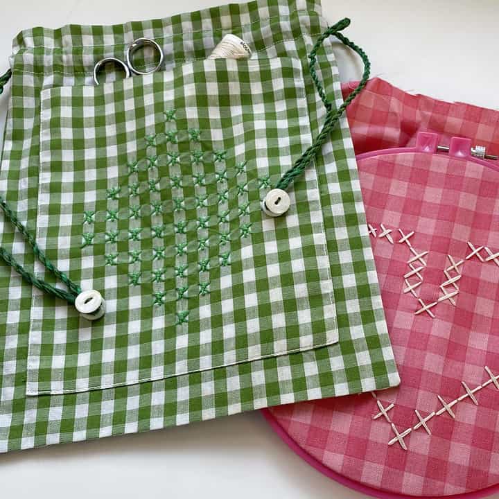 Gingham Cross Stitch Pouch