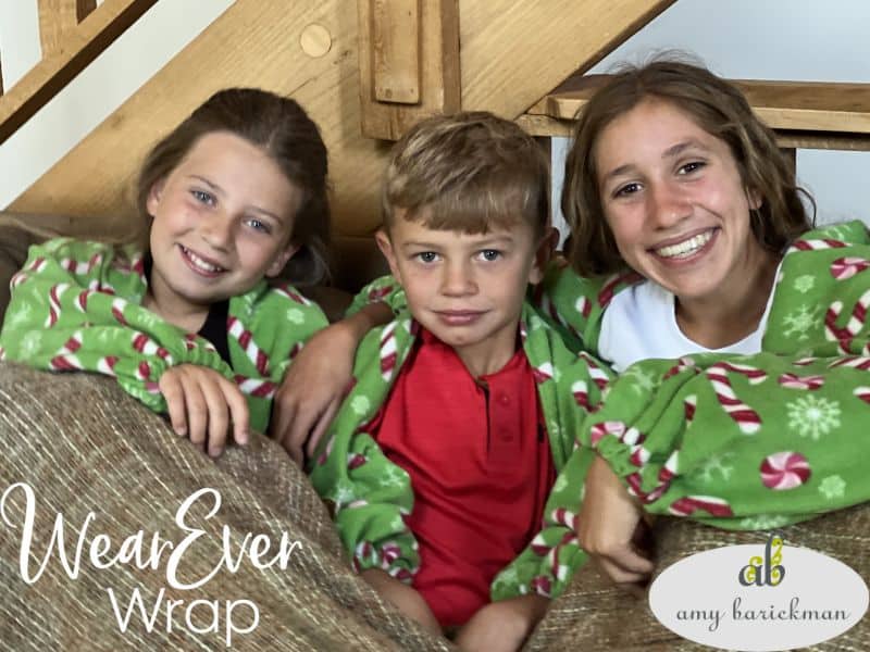 WearEver Wrap polar fleece Christmas morning