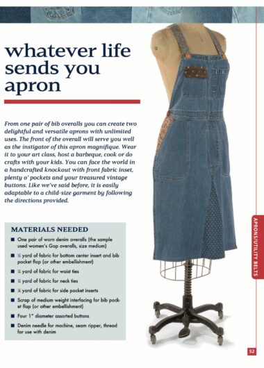 Denim Redesign Book DIY denim jean apron made from overalls