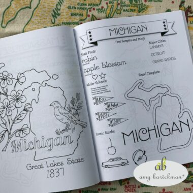 Land That I Love Michigan Design option for state embroidery , bird and flower